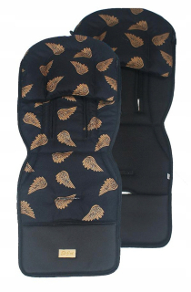 OBOJSTRANNÁ VLOŽKA DO KOČÍKA, PRIEDUŠNÝ SIEŤOVANÝ POLYESTER, ZLATÉ KRÍDLA